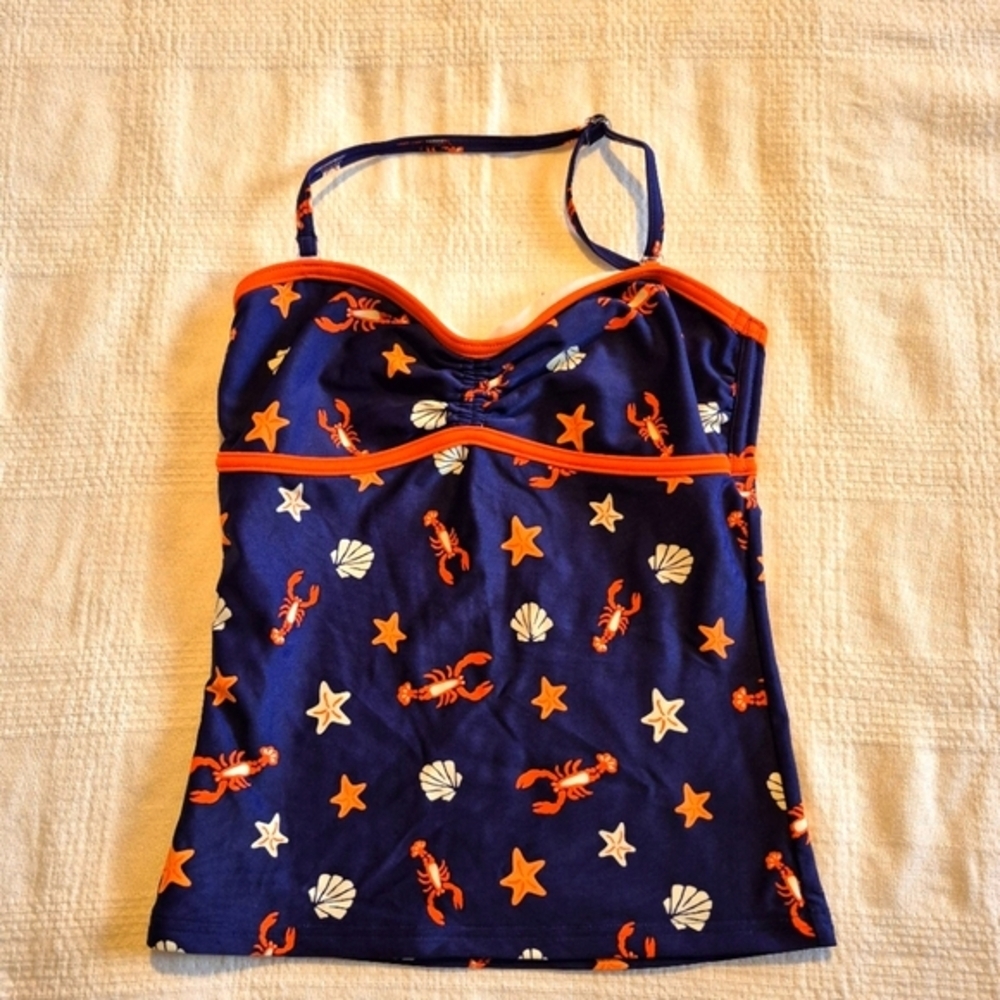 Johnnie B Mini Boden girls size 9-10 years lobster and shell tankini top EUC